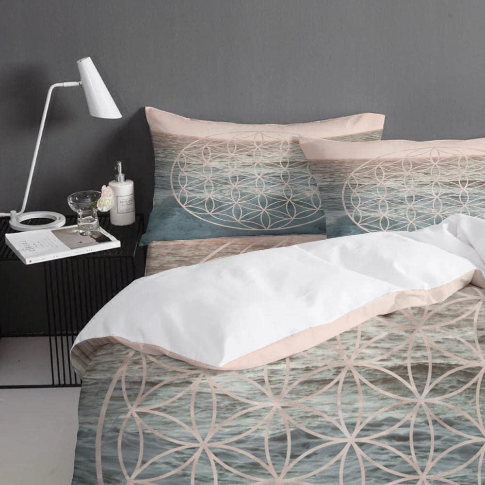 Amazon｜3ピース羽毛布団カバーセットマンダラフラワーオブ